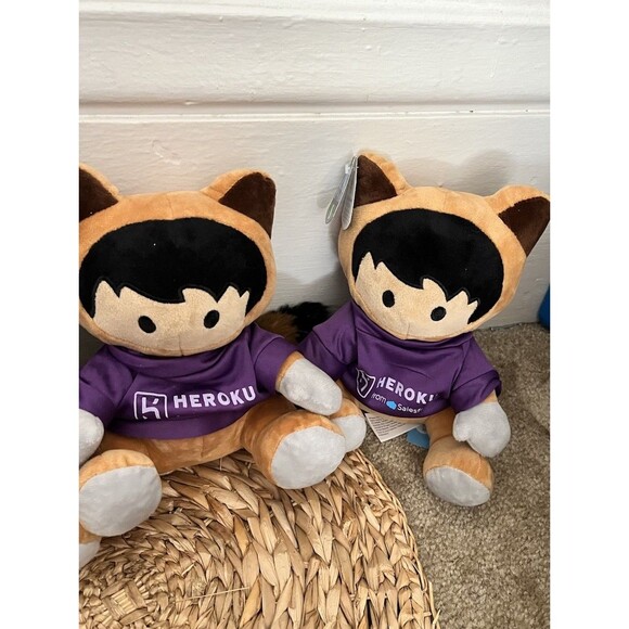 New Set Of 3 Agent Force Salesforce Cute Cat  Mini Plush Toy W/tail 8 Inches - Picture 3 of 6